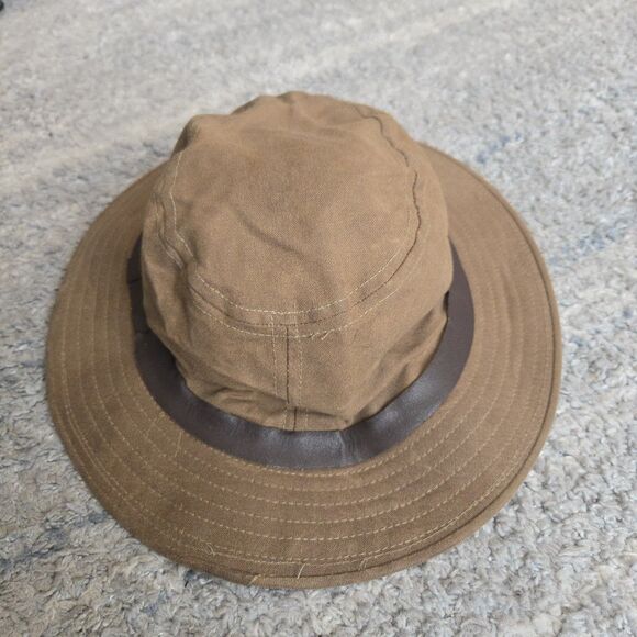 Vintage Filson Tin Cloth Packer Hat Mens XL Waxed Canvas Leather band USA - Picture 5 of 6